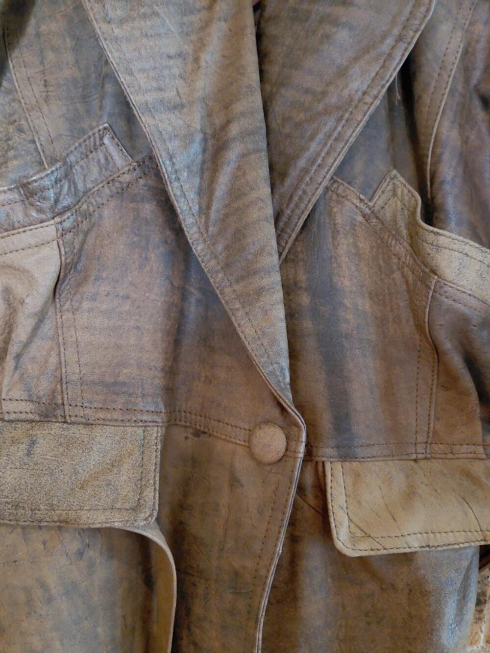 Vintage Winlit Brown Distressed Leather Jacket - Picture 6 of 7